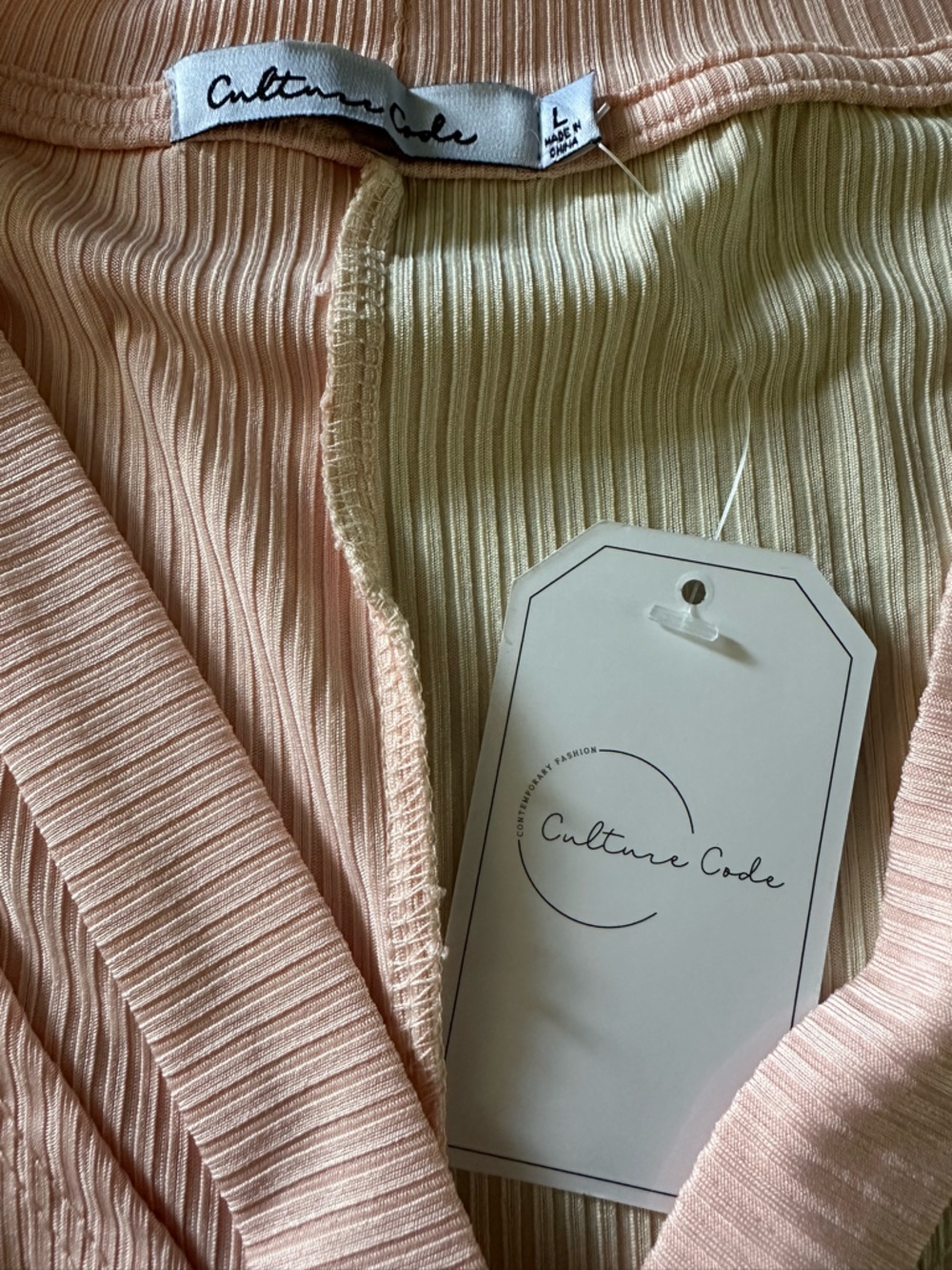 NWT Culture Code Large Ribbed Colorblock Cardigan Pink Cream Button Front - Picture 2 of 3